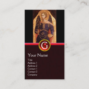 SAINT MICHAEL THE ARCHANGEL WITH DRAGON MONOGRAM VISITKORT