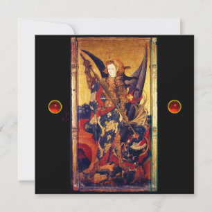 Saint Michael Vanguishing Djävulen, rödruby Inbjudningar
