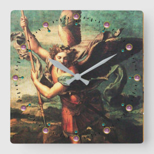 SAINT MICHAEL VANGUISHING SATAN FYRKANTIG KLOCKA