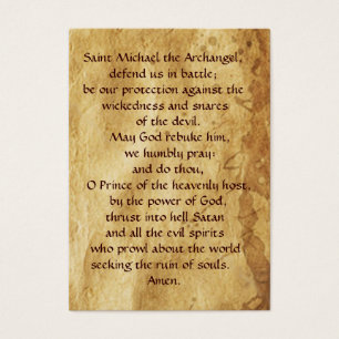 SAINT MICHAEL VANGUISHING SATAN Prayer Card Visitkort