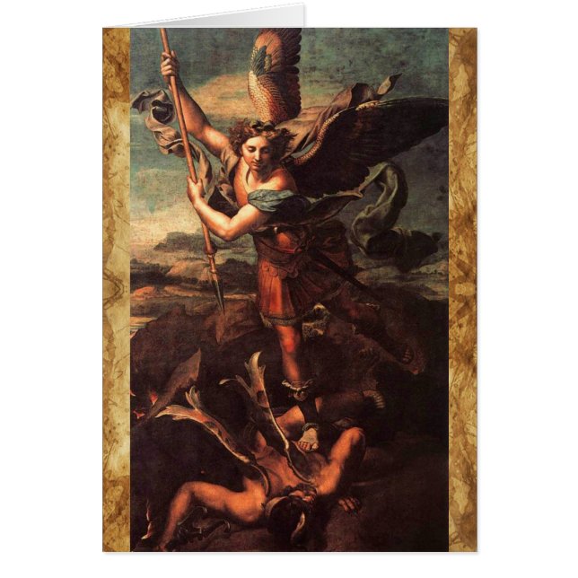 SAINT MICHAEL VANGUISHING SATAN Prayer Hälsningskort (Framsidan)