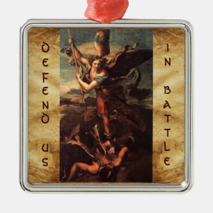 SAINT MICHAEL VANGUISHING SATAN Prayer Julgransprydnad Metall