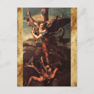 Saint Michael Vanguishing Satan Prayer Vykort