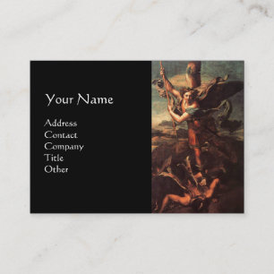 SAINT MICHAEL VANGUISHING SATAN, svart Visitkort