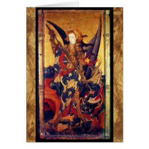 Saint Michael Vanguishing vid Djävulen Hälsningskort