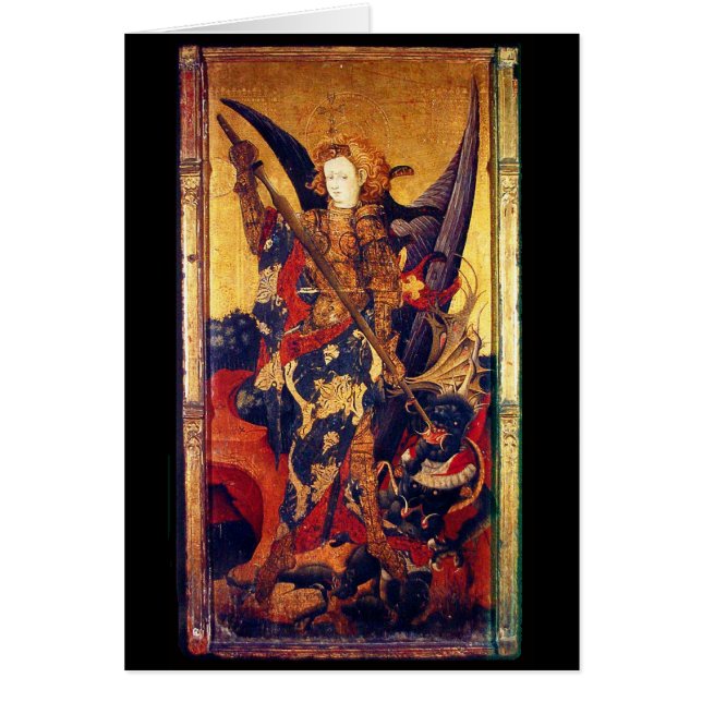 Saint Michael Vanguishing vid Djävulen Hälsningskort (Framsidan)