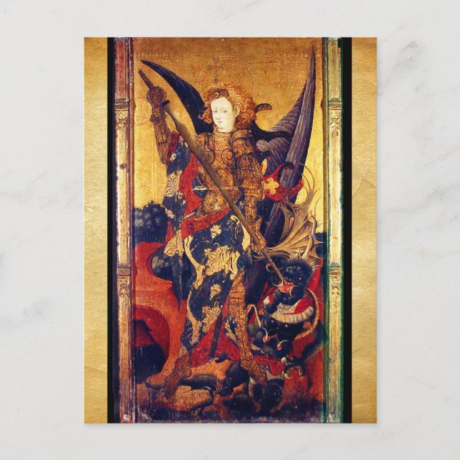 Saint Michael Vanquishing Djävulen Vykort (Framsida)