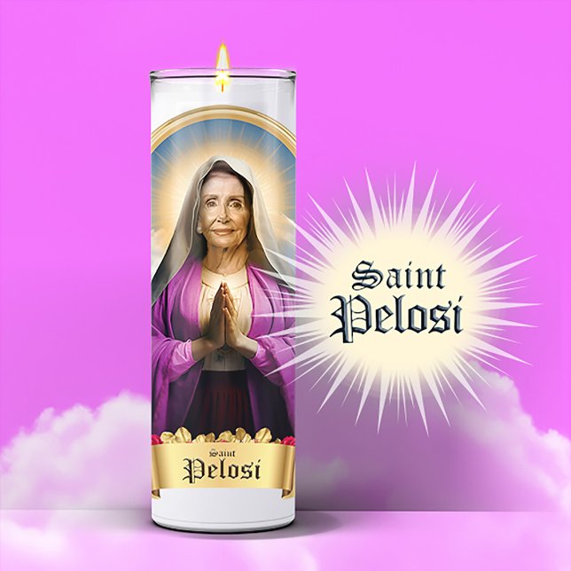 Saint Nancy Pelosi Prayer Candle Klistermärken (Saint Nancy Pelosi Devotional Prayer Candle Sticker Label)