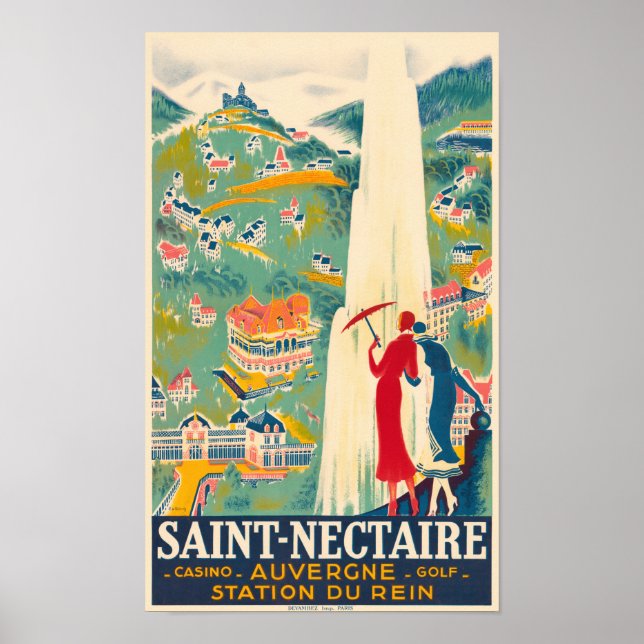 Saint-Nectaire Frankrike Vintage affisch (Framsidan)