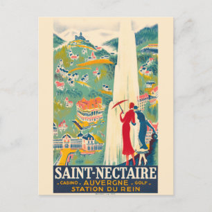 Saint-Nectaire Frankrike Vintage affisch Vykort
