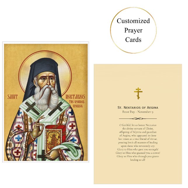 Saint Nektarios av Aegina Prayer Card Placeringskort (Skapare uppladdad)
