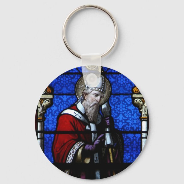 Saint Nicholas Blessings-lagrade glas Nyckelring (Framsida)