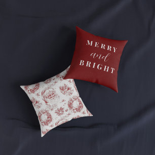 Saint Nicholas Decoupage Fransk Land Red Toile Kudde