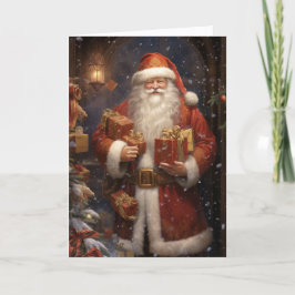 Saint Nicholas Giving Gifts Christmas Helgkort