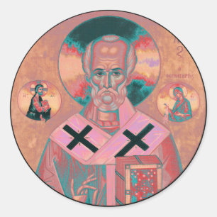Saint Nicholas Icon Runt Klistermärke