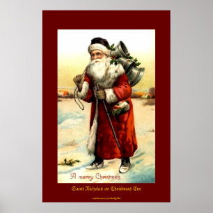 SAINT NICHOLAS on CHRISTMAS KVÄLL Vintage Print Poster