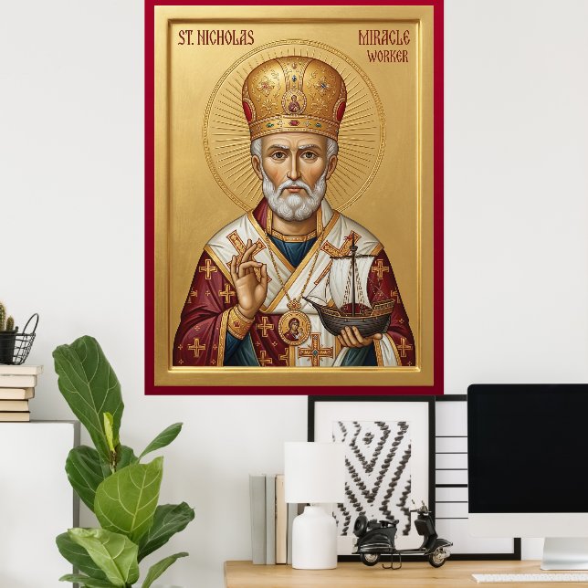 Saint Nicholas orthodox  icon Poster (Hemmakontoret)