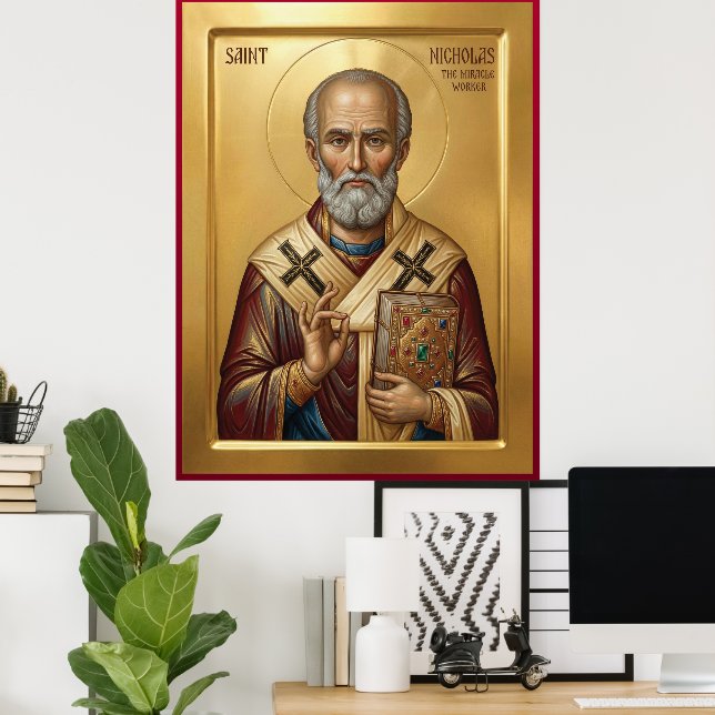 Saint Nicholas orthodox  icon Poster (Hemmakontoret)