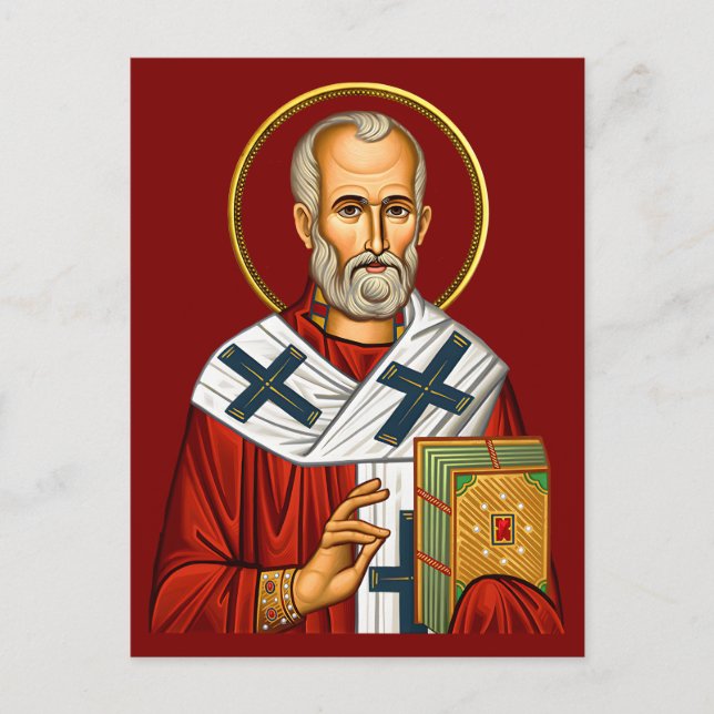 Saint Nicholas ortodox ikon 04 Vykort (Framsida)