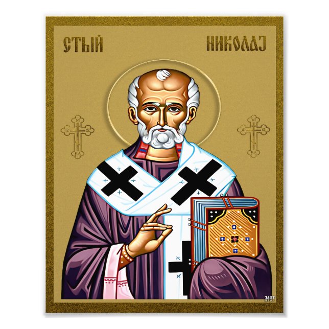 Saint Nicholas ortodox ikon, serbisk 01 Fototryck (Framsidan)