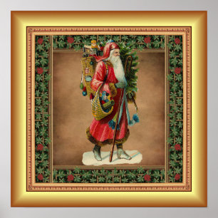 Saint Nickolas, julklappar, Guld-bakgrund Poster