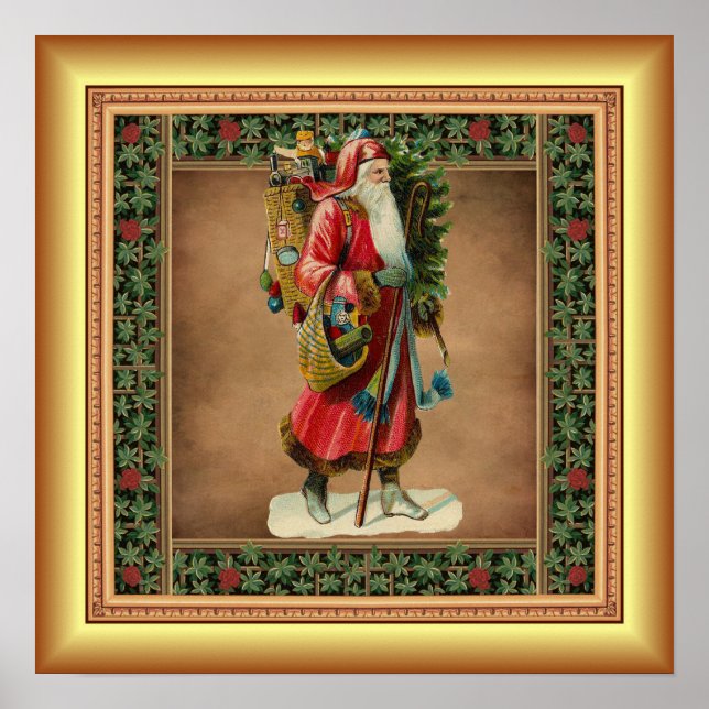Saint Nickolas, julklappar, Guld-bakgrund Poster (Framsidan)