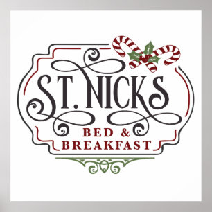 Saint Nick's bed-frukosten jul Poster