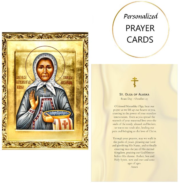 Saint Olga av Alaska Prayer Card Placeringskort (Skapare uppladdad)
