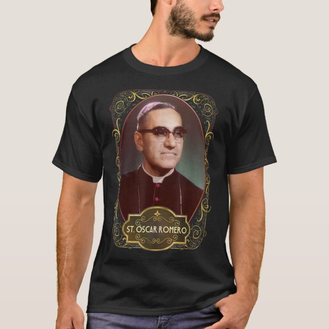Saint Oscar Romero El Salvador katolska Saint Mons T Shirt (Framsida)