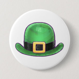 Saint Paddys Day Grönt Derby Hat Knapp