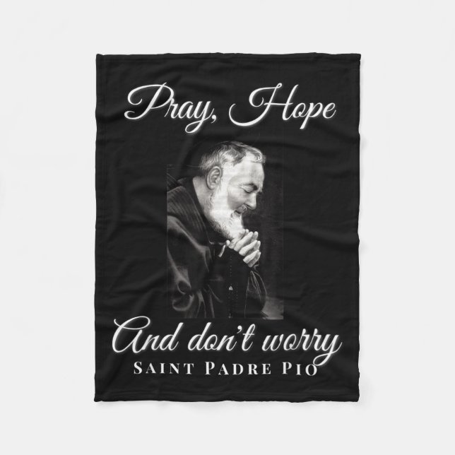 Saint Padre O Pray Hope Dont Worry Catholic Christ Fleecefilt (Framsidan)