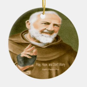 Saint Padre Pio Julgransprydnad Keramik