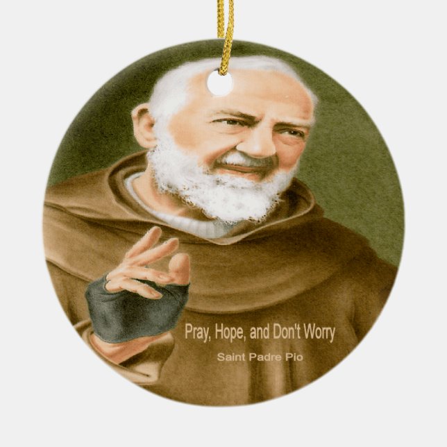 Saint Padre Pio Julgransprydnad Keramik (Framsidan)
