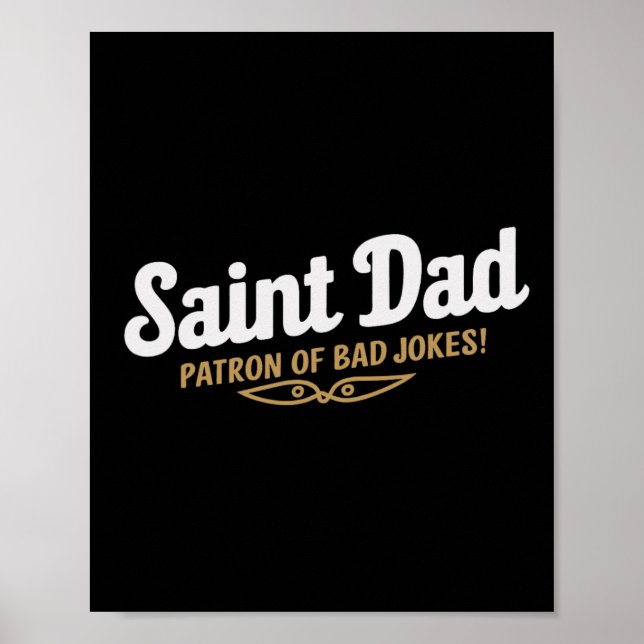 Saint Pappa Patron of Bad Jokes Funny Fars dag de Poster (Framsidan)