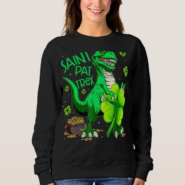 Saint Pat Rex T Rex Dinosaur Leprechaun St Patrick Shirt (Framsida)