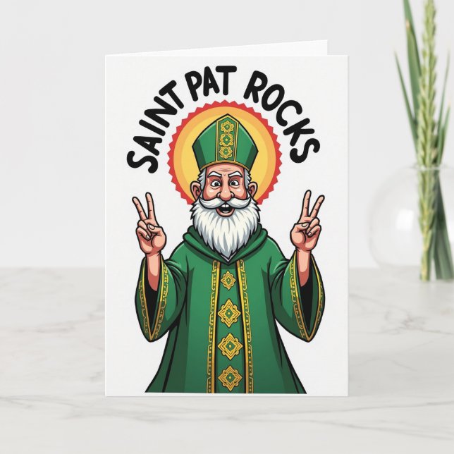 Saint Pat Rocks Modern Card Kort (Framsida)
