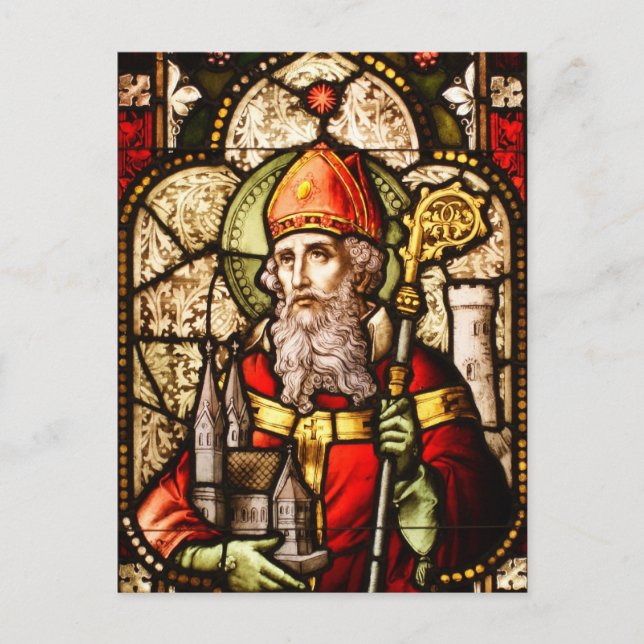 Saint patrick-bild på glasskiktat glas vykort (Framsida)