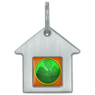 SAINT PATRICK CELTIC HEART,SHAMROCK,orange ID-bricka Husdjur