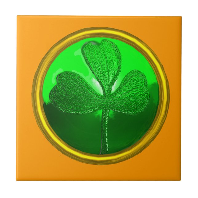 SAINT PATRICK CELTIC HEART,SHAMROCK,orange Kakelplatta (Framsidan)