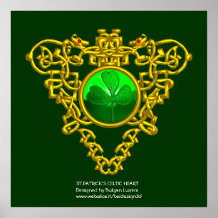 SAINT PATRICK CELTIC HEART,SHAMROCK POSTER