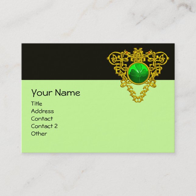 SAINT PATRICK CELTIC HEART,SHAMROCK, svart vitt Visitkort (Framsida)