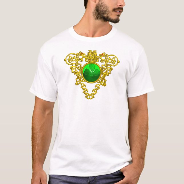SAINT PATRICK CELTIC HEART WITH GRÖNT SHAMROCK T-SHIRT (Framsida)