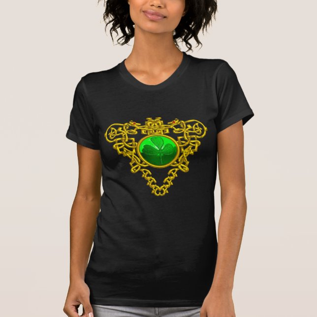 SAINT PATRICK CELTIC HEART WITH GRÖNT SHAMROCK T SHIRT (Framsida)