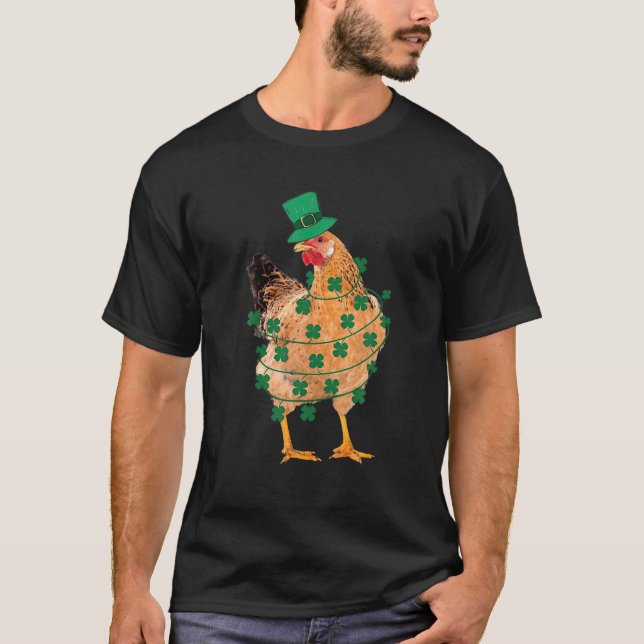 Saint patrick Chicken Irish Shamrock Cute Hat T Shirt (Framsida)