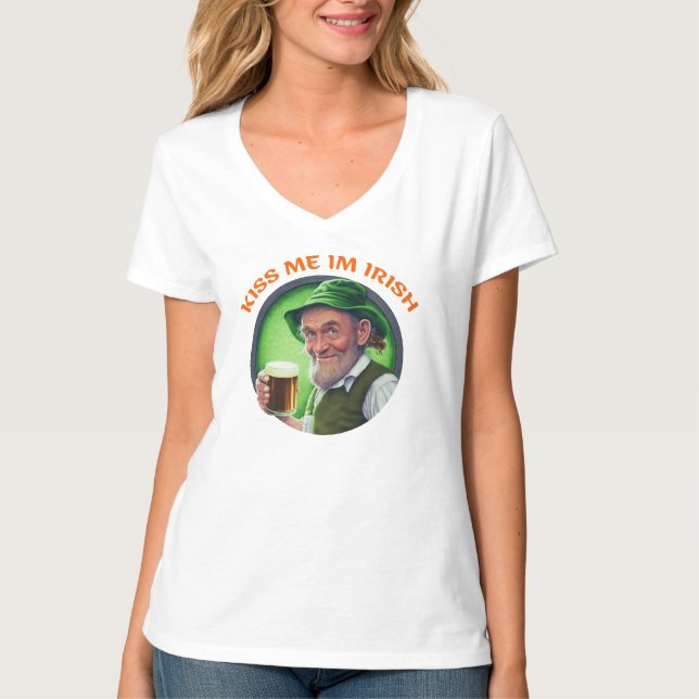 Saint patrick Dag Gift Shirt | Kyss mig im irish T Shirt (Framsida)