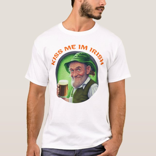Saint patrick Dag Gift Shirt | Kyss mig im irish T Shirt (Framsida)