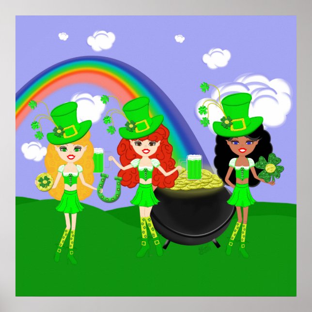 Saint patrick dag Girl Leprechaunss Poster (Framsidan)