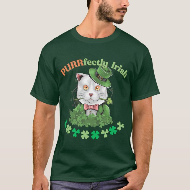 Saint Patrick-Dagen Cat Fläkt Veterinär T Shirt (Framsida)