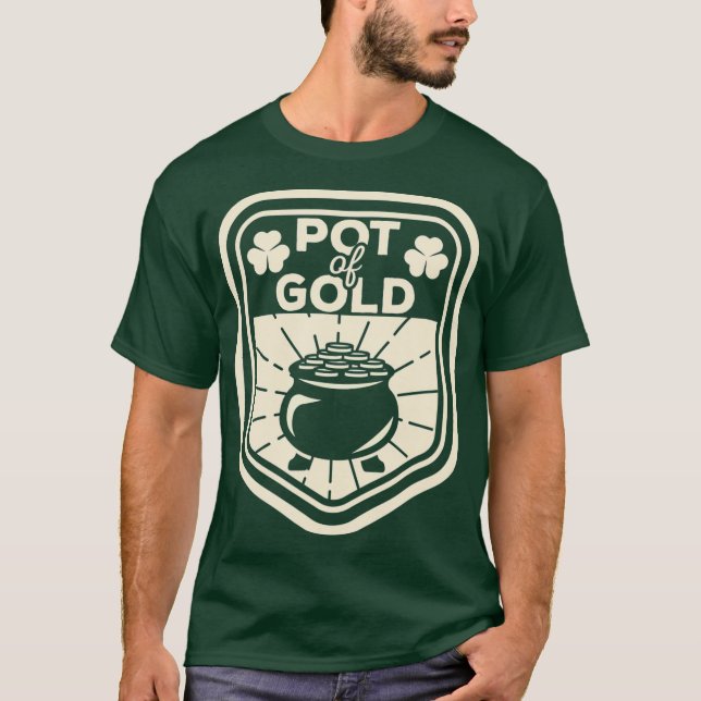 Saint patrick Day Outfit Funny Pot Guld Irish T Shirt (Framsida)