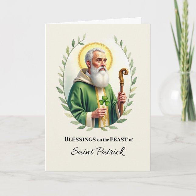 Saint Patrick Firande Dag Blessingar Vattenfärgssk Kort (Framsida)